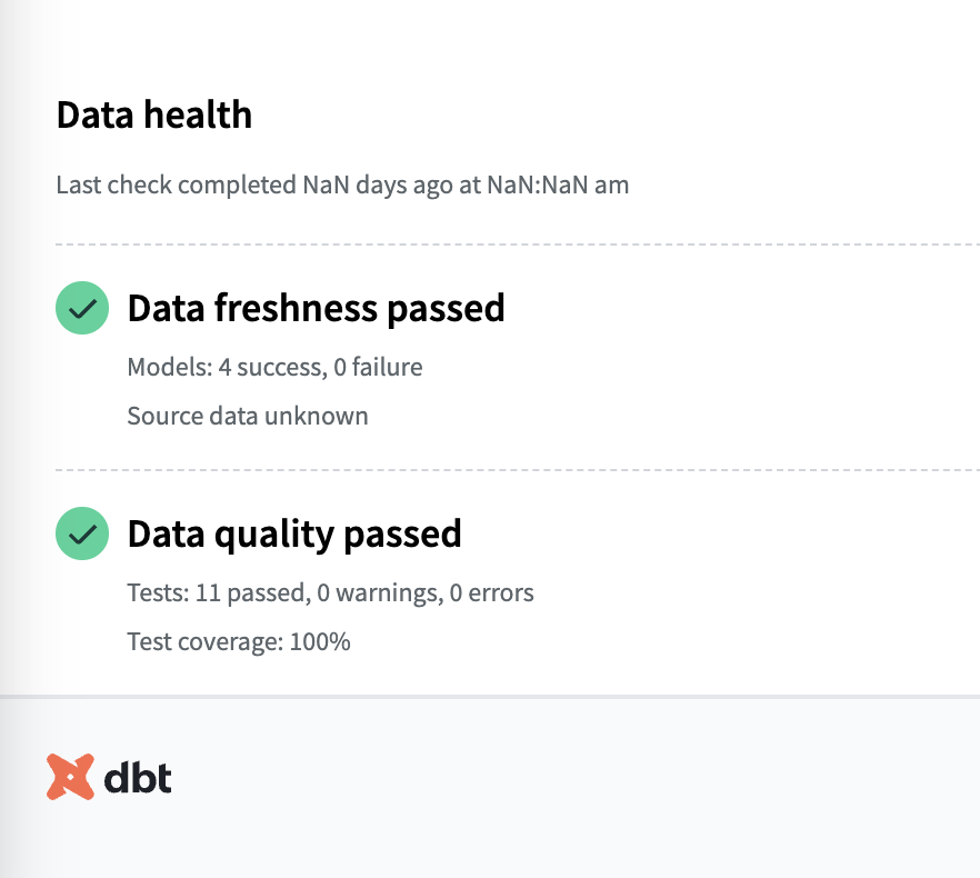 Embed data health tiles in your dashboards to distill trust signals for data consumers. Embed data health tiles in your dashboards to distill trust signals for data consumers.